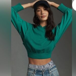 Pilcro‎ Fabric Mix Hoodie Size S Green Color